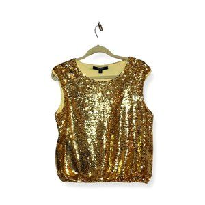 MARC NEW YORK Gold Sequin Sleeveless Holiday Party Top Size Medium New W/ Tags